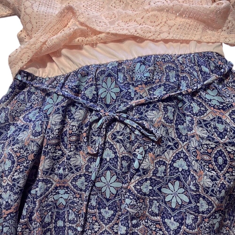 Speechless Girls Long Sleeve Lace Chiffon Hanky Hem Pop Over Dress + Necklace 14 - Picture 5 of 6